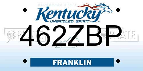 462ZBP Kentucky License Plate
