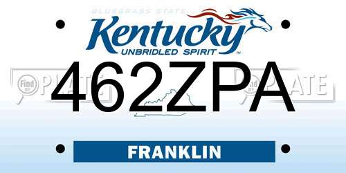 462ZPA Kentucky License Plate