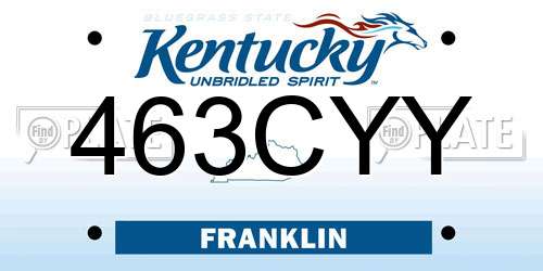 463CYY Kentucky License Plate