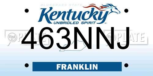463NNJ Kentucky License Plate