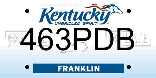 463PDB Kentucky License Plate
