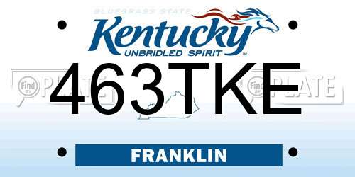 463TKE Kentucky License Plate