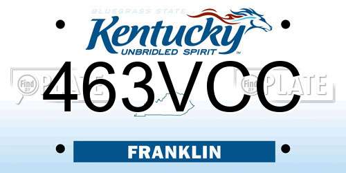 463VCC Kentucky License Plate