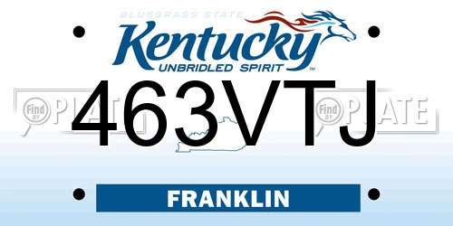 463VTJ Kentucky License Plate