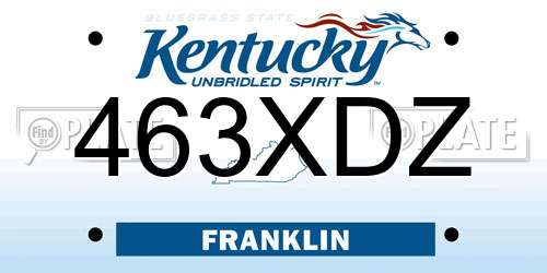 463XDZ Kentucky License Plate