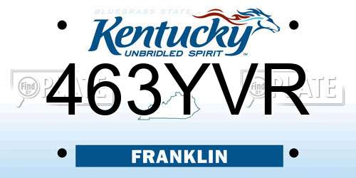 463YVR Kentucky License Plate