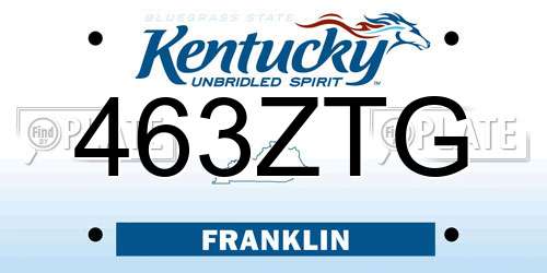 463ZTG Kentucky License Plate