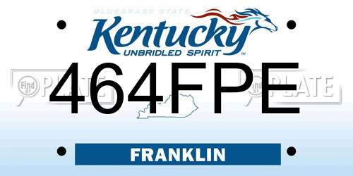 464FPE Kentucky License Plate