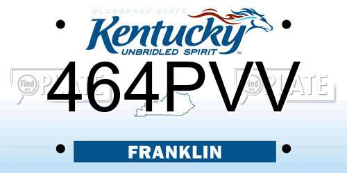 464PVV Kentucky License Plate