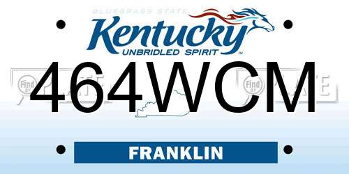 464WCM Kentucky License Plate