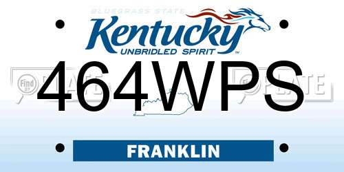 464WPS Kentucky License Plate