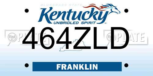 464ZLD Kentucky License Plate