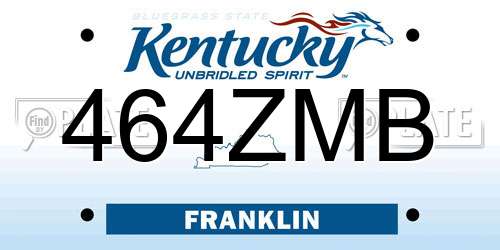464ZMB Kentucky License Plate