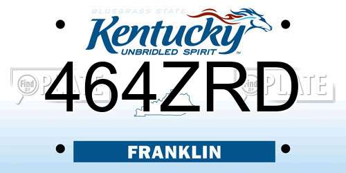 464ZRD Kentucky License Plate