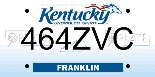 464ZVC Kentucky License Plate