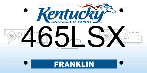 465LSX Kentucky License Plate