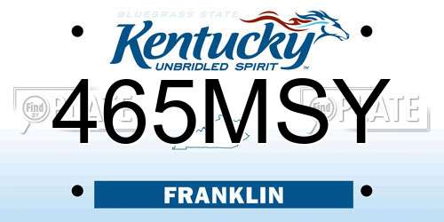 465MSY Kentucky License Plate
