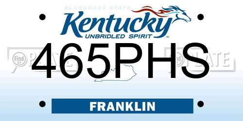 465PHS Kentucky License Plate