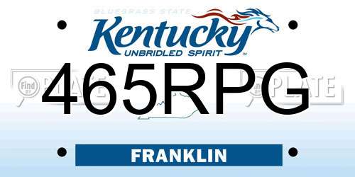 465RPG Kentucky License Plate