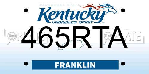 465RTA Kentucky License Plate
