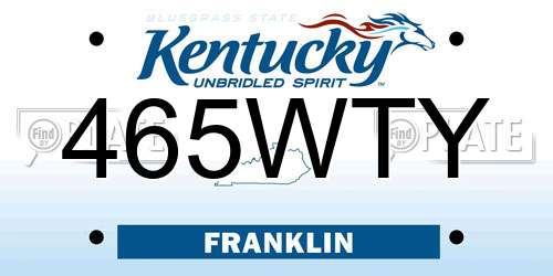 465WTY Kentucky License Plate