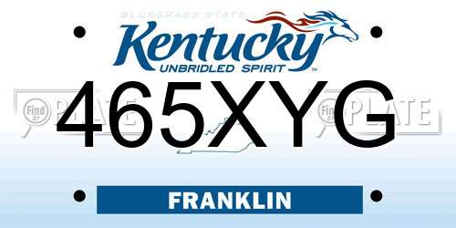 465XYG Kentucky License Plate