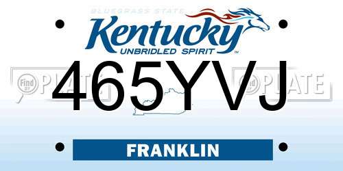 465YVJ Kentucky License Plate
