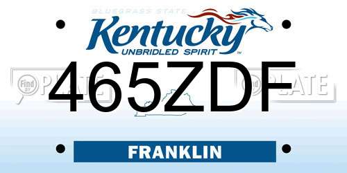 465ZDF Kentucky License Plate