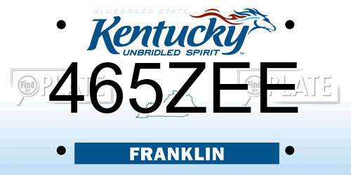 465ZEE Kentucky License Plate