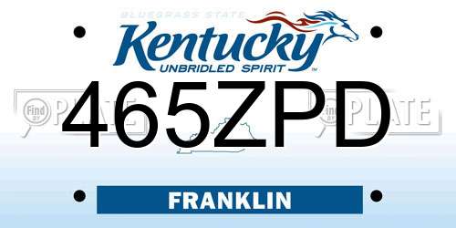 465ZPD Kentucky License Plate