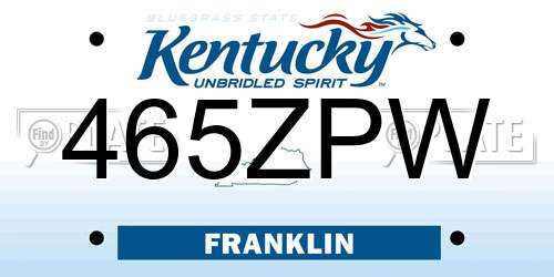465ZPW Kentucky License Plate