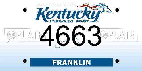 4663 Kentucky License Plate