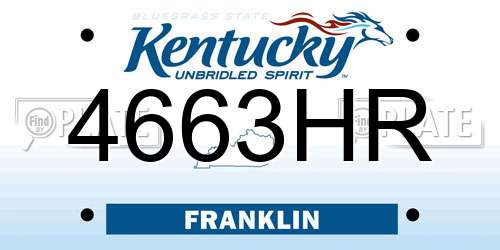 4663HR Kentucky License Plate