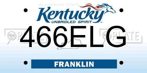466ELG Kentucky License Plate