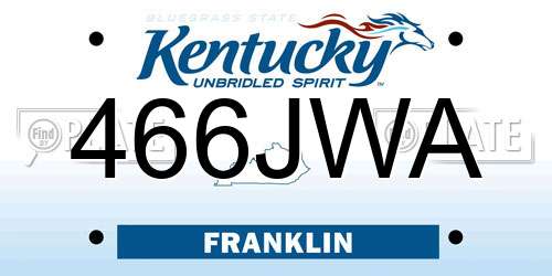 466JWA Kentucky License Plate