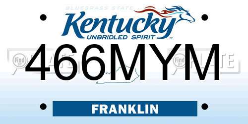 466MYM Kentucky License Plate