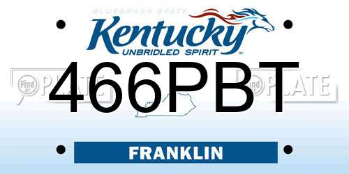 466PBT Kentucky License Plate
