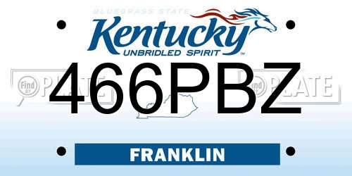 466PBZ Kentucky License Plate