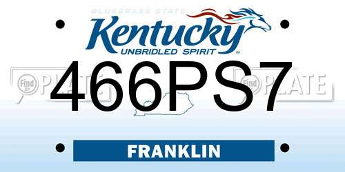 466PS7 Kentucky License Plate