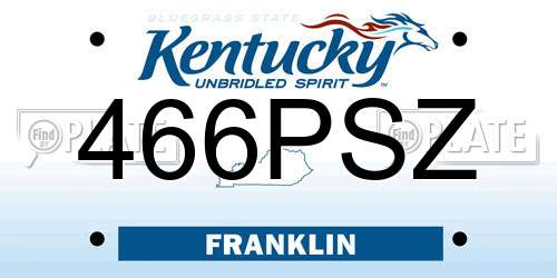 466PSZ Kentucky License Plate