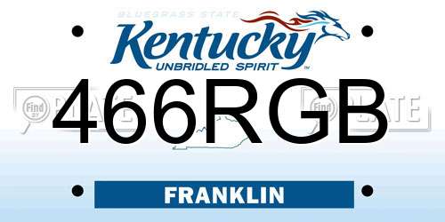 466RGB Kentucky License Plate