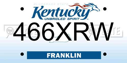 466XRW Kentucky License Plate
