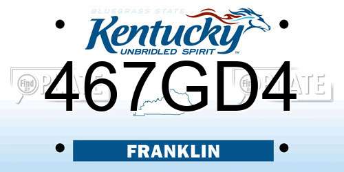 467GD4 Kentucky License Plate