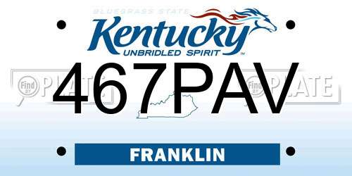 467PAV Kentucky License Plate