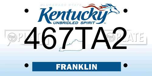 467TA2 Kentucky License Plate