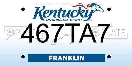 467TA7 Kentucky License Plate