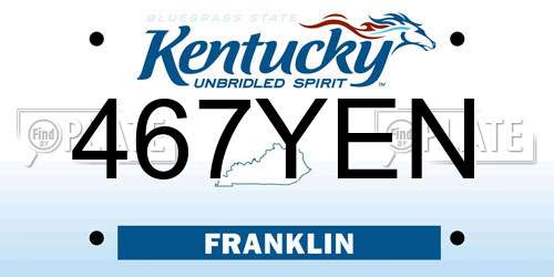 467YEN Kentucky License Plate