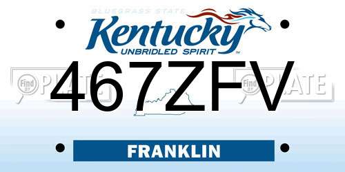 467ZFV Kentucky License Plate