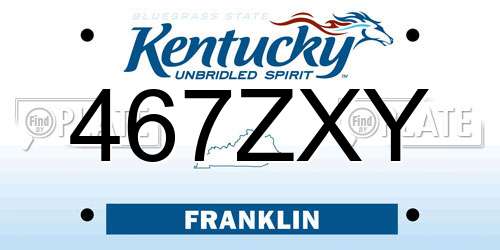 467ZXY Kentucky License Plate