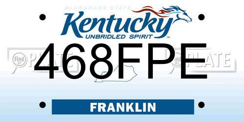 468FPE Kentucky License Plate